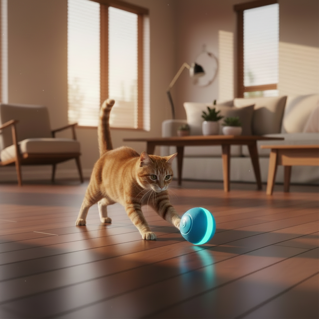 RoboRoll Smart Ball - Lifestyle Cat Action Shot