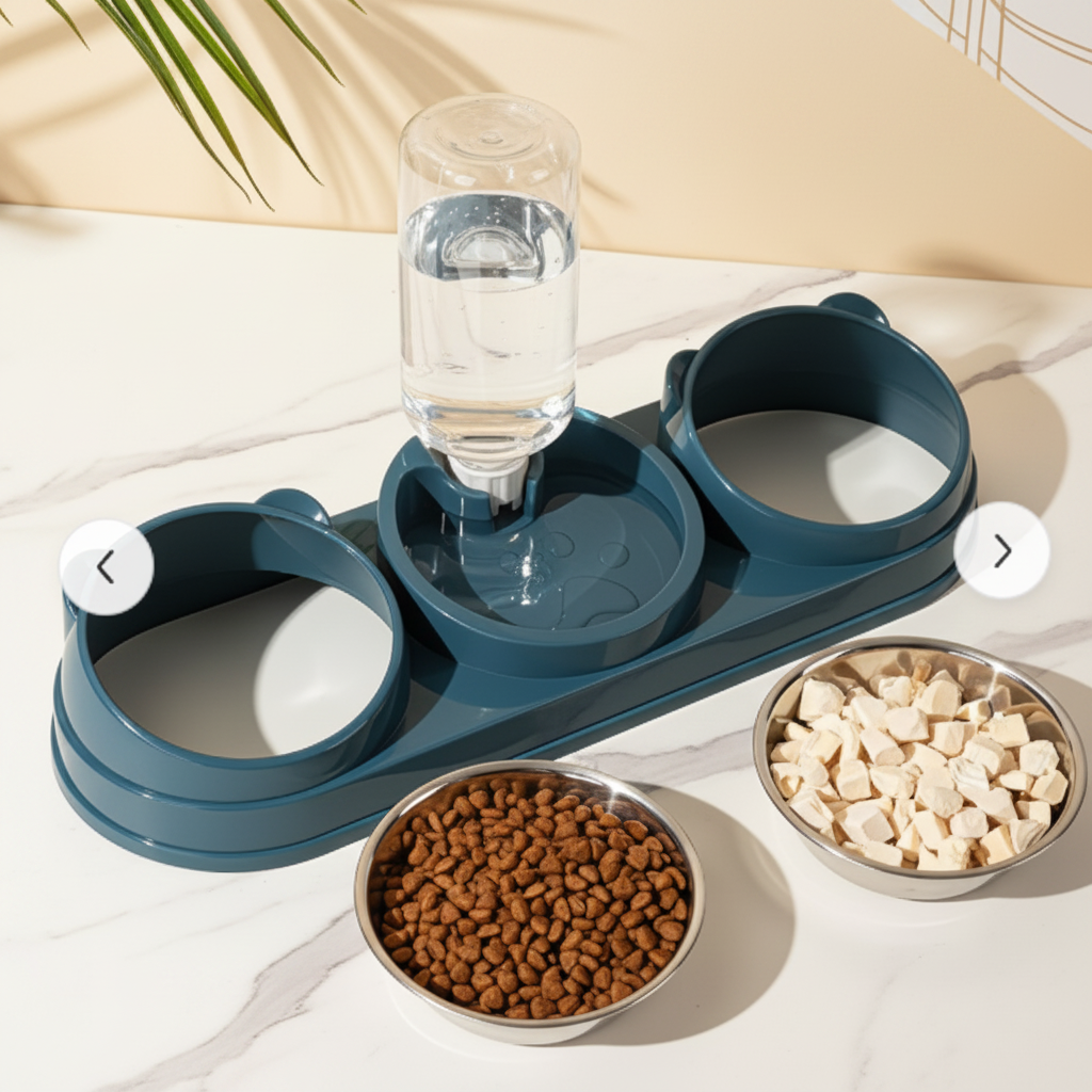 3-in-1 Pet Feeding Station with Auto Water Dispenser
